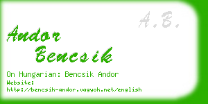 andor bencsik business card